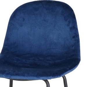 Lot de 4 tabourets de bar avec dossier en velours bleu et structure en métal collection LALY - Style industriel