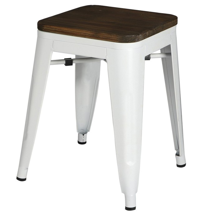 Lot de 4 tabourets style industriel en métal, coloris blanc mat – Collection FACTORY.