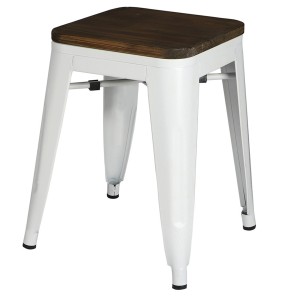 Lot de 4 tabourets style industriel en métal, coloris blanc mat – Collection FACTORY.