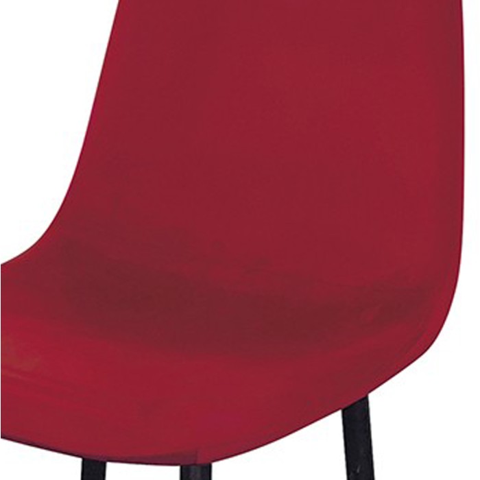 Lot de 4 tabourets LOLY, assise et dossier en velours bordeaux, structure en métal noir