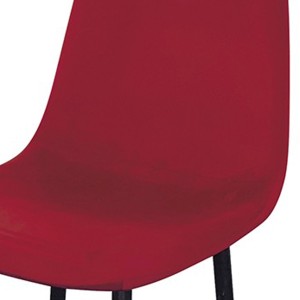 Lot de 4 tabourets LOLY, assise et dossier en velours bordeaux, structure en métal noir