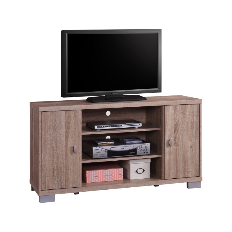 Meuble TV BELEK 120 cm à 2 portes et 3 niches coloris Sonoma. Meuble TV BELEK 120 cm à 2 portes et 3 niches coloris Sonoma.