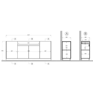 Buffet 4 portes 1 tiroir collection FANZY. Coloris marron et chêne foncé