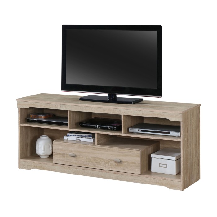 Meuble TV MERSIN 150 cm à 1 tiroir et 5 niches coloris Sonoma.