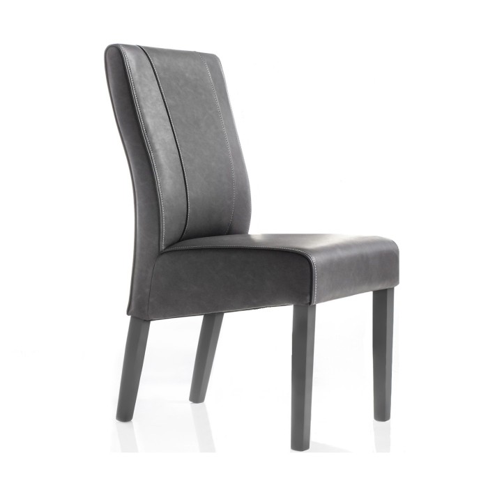 Chaise URBAN simili-cuir Gris, dimensions: H99 x L46 x P63 cm, idéal pour une salle à manger moderne et design