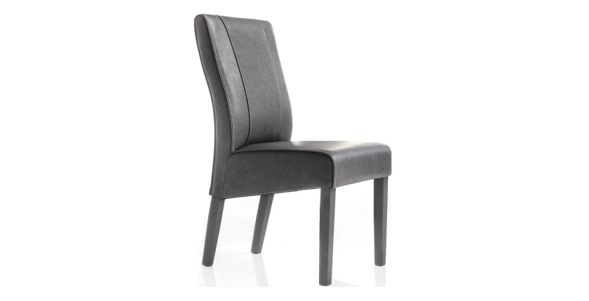 Chaise URBAN simili-cuir Gris, dimensions: H99 x L46 x P63 cm, idéal pour une salle à manger moderne et design