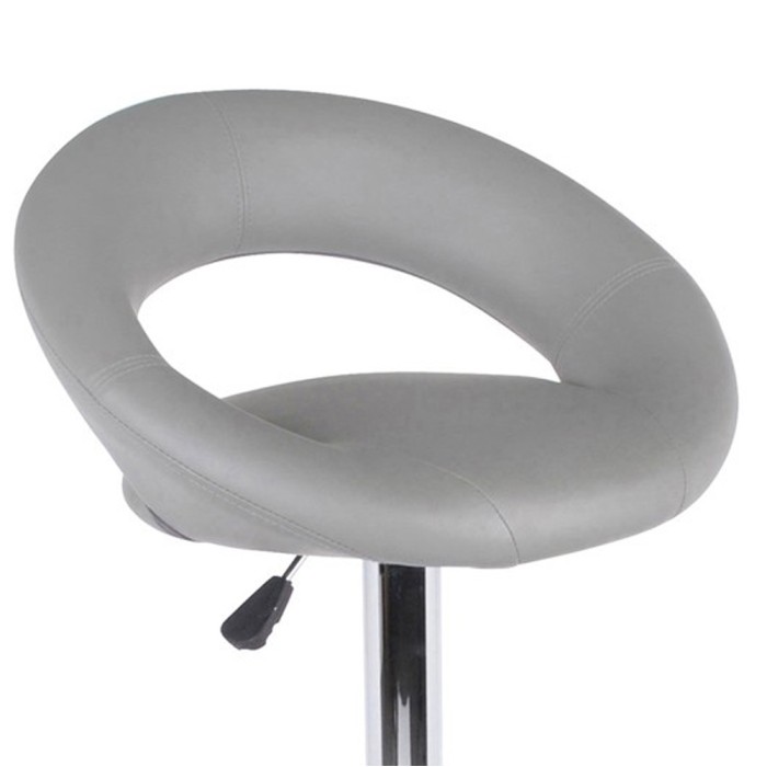 Lot de 2 tabourets de bar réglables en hauteur 77-97 cm – Assise simili cuir PU gris, pied en métal gris, diamètre 40 cm