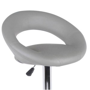 Lot de 2 tabourets de bar réglables en hauteur 77-97 cm – Assise simili cuir PU gris, pied en métal gris, diamètre 40 cm