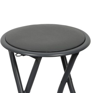 Lot de 10 tabourets pliables – Collection BASICUS, coloris noir, assise en PU, diamètre 30 cm, hauteur 45 cm