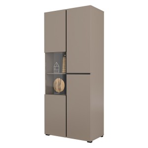 Vitrine haute 2 portes collection HAVANA. Coloris beige et noir.