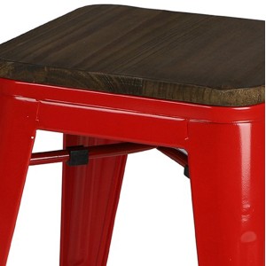 Lot de 4 tabourets style industriel en métal, coloris rouge – Collection FACTORY.