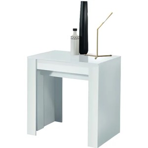 Console extensible, Collection NOSOL, couleur blanc laqué brillant, dimensions 54x78cm