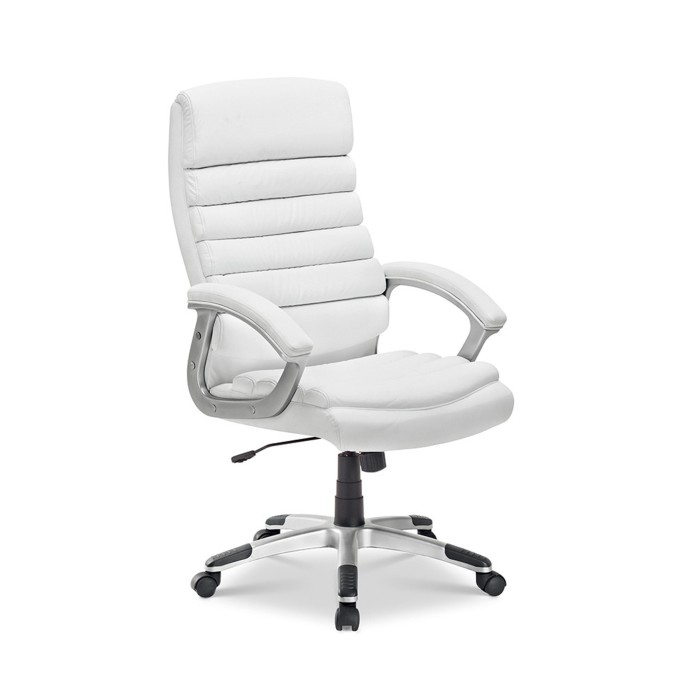 Chaise de bureau JOHN – PU blanc – Hauteur réglable 115-125 cm – Style élégant et ergonomique