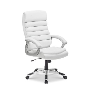 Chaise de bureau JOHN – PU blanc – Hauteur réglable 115-125 cm – Style élégant et ergonomique