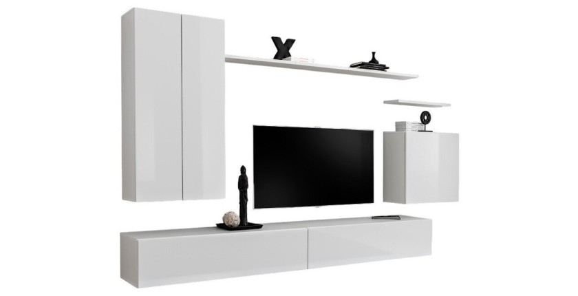 Ensemble de meubles de salon collection SWITCH II design, coloris blanc brillant.