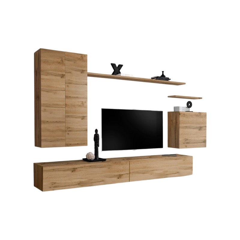 Ensemble meuble salon collection SWITCH II design, coloris chêne Wotan.