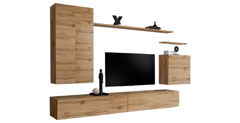 Ensemble meuble salon collection SWITCH II design, coloris chêne Wotan.