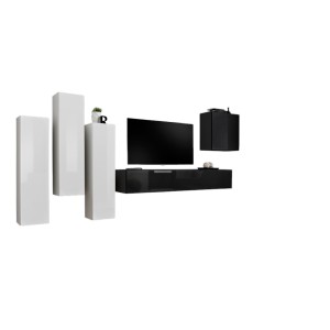 Ensemble de meubles de salon design collection SWITCH III. Coloris blanc et noir brillant.