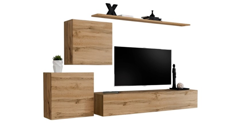 Ensemble meuble salon SWITCH V design, coloris chêne Wotan.