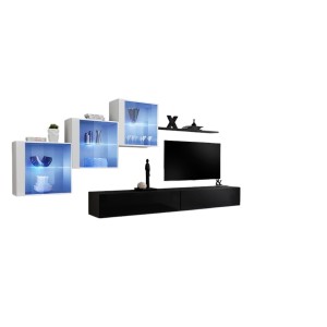 Ensemble meubles de salon SWITCH XX design, coloris noir et blanc brillant.