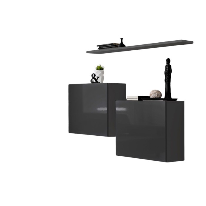 Ensemble meubles de salon SWITCH SBI design, coloris gris brillant.
