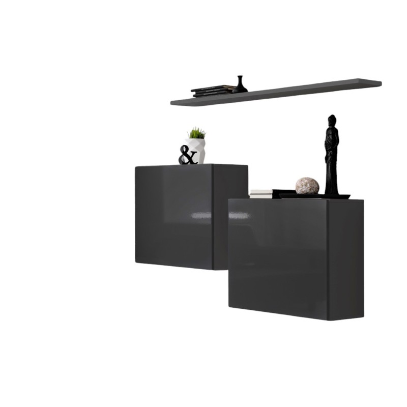 Ensemble meubles de salon SWITCH SBI design, coloris gris brillant.