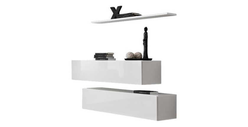 Ensemble meubles de salon SWITCH SBII design, coloris blanc brillant.