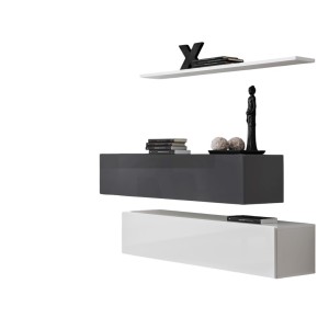 Ensemble meubles de salon SWITCH SBII design, coloris blanc et gris brillant.