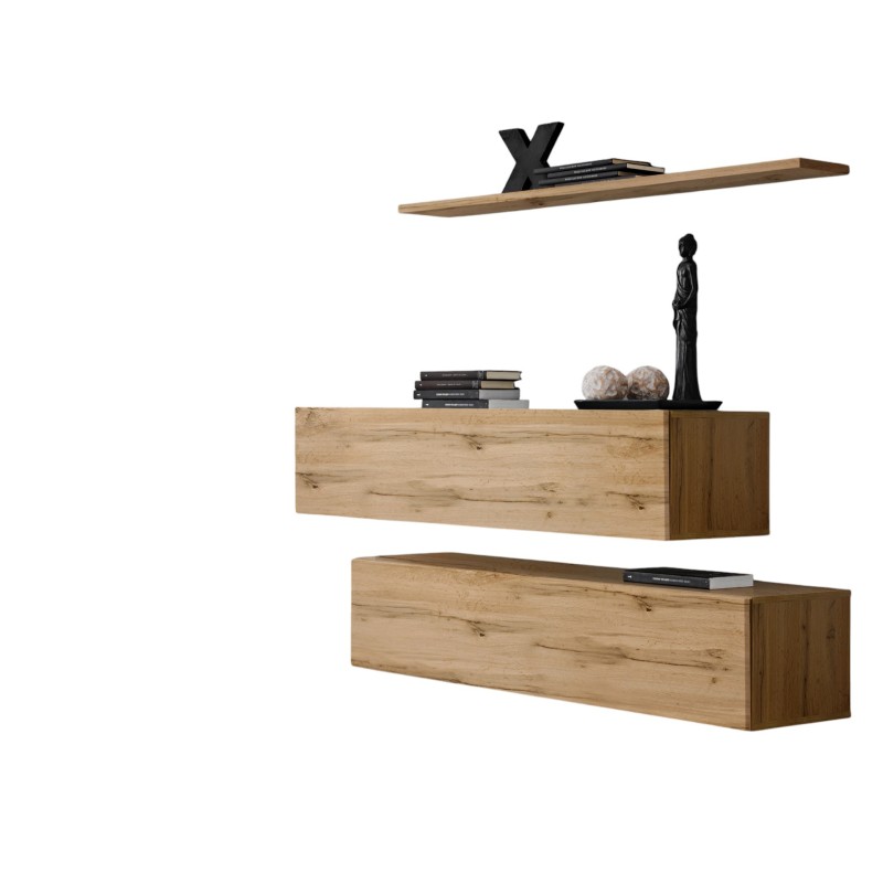 Ensemble meubles de salon SWITCH SBII design, coloris chêne Wotan.