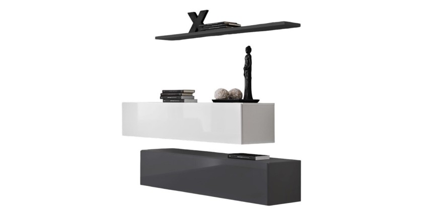 Ensemble meubles de salon SWITCH SBII design, coloris gris et blanc brillant.