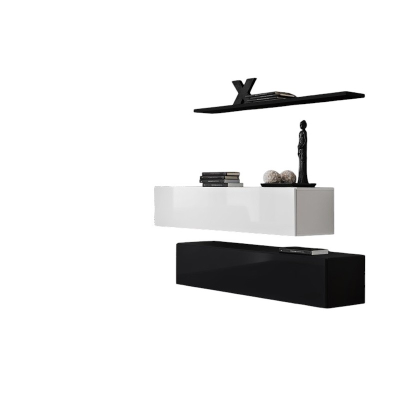 Ensemble meubles de salon SWITCH SBII design, coloris noir et blanc brillant.