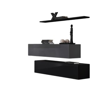 Ensemble meubles de salon SWITCH SBII design, coloris noir et gris brillant.