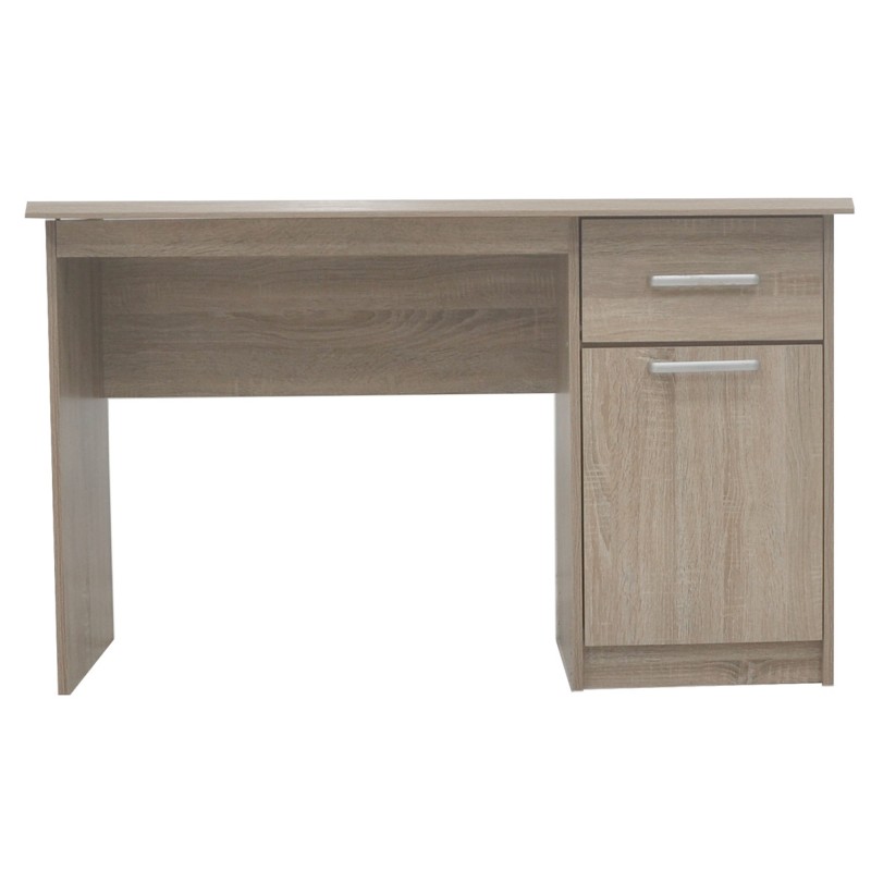 Bureau droit PRAGUE – 1 tiroir, 1 porte – Coloris chêne sonoma – Design fonctionnel