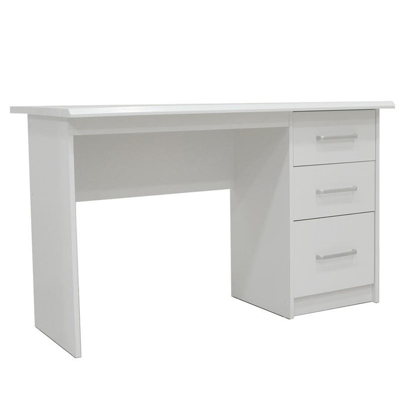 Bureau droit PRAGUE – 3 tiroirs – Coloris blanc – Design moderne et fonctionnel