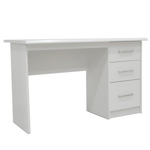 Bureau droit PRAGUE – 3 tiroirs – Coloris blanc – Design moderne et fonctionnel