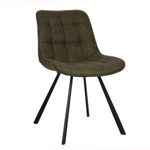 Lot de deux chaises de salon en tissu coloris vert collection PALMA. Structure métallique noir