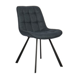 Lot de deux chaises de salon en tissu coloris bleu foncé collection PALMA. Structure métallique noir