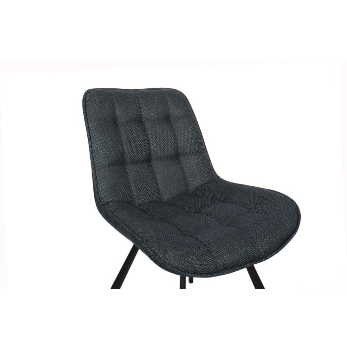 Lot de deux chaises de salon en tissu coloris bleu foncé collection PALMA. Structure métallique noir