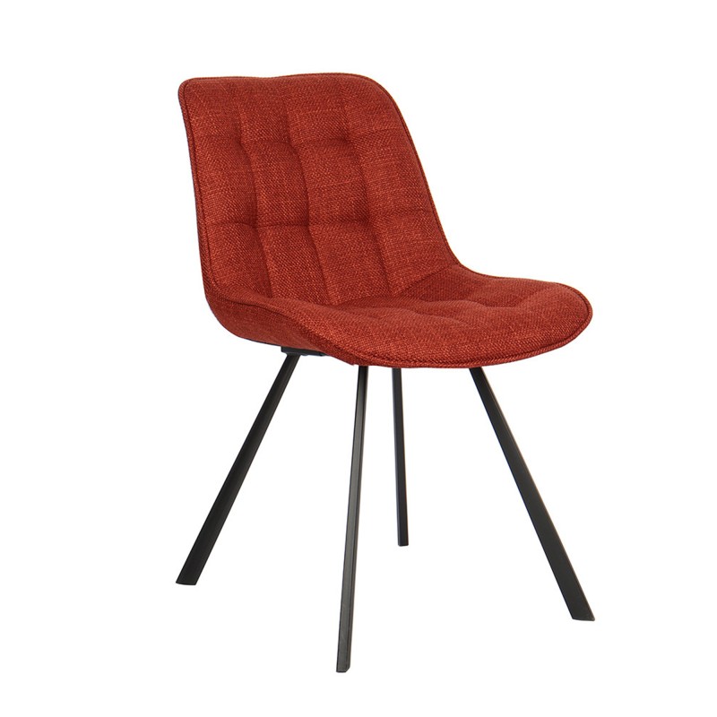 Lot de deux chaises de salon en tissu coloris rouge collection PALMA. Structure métallique noir