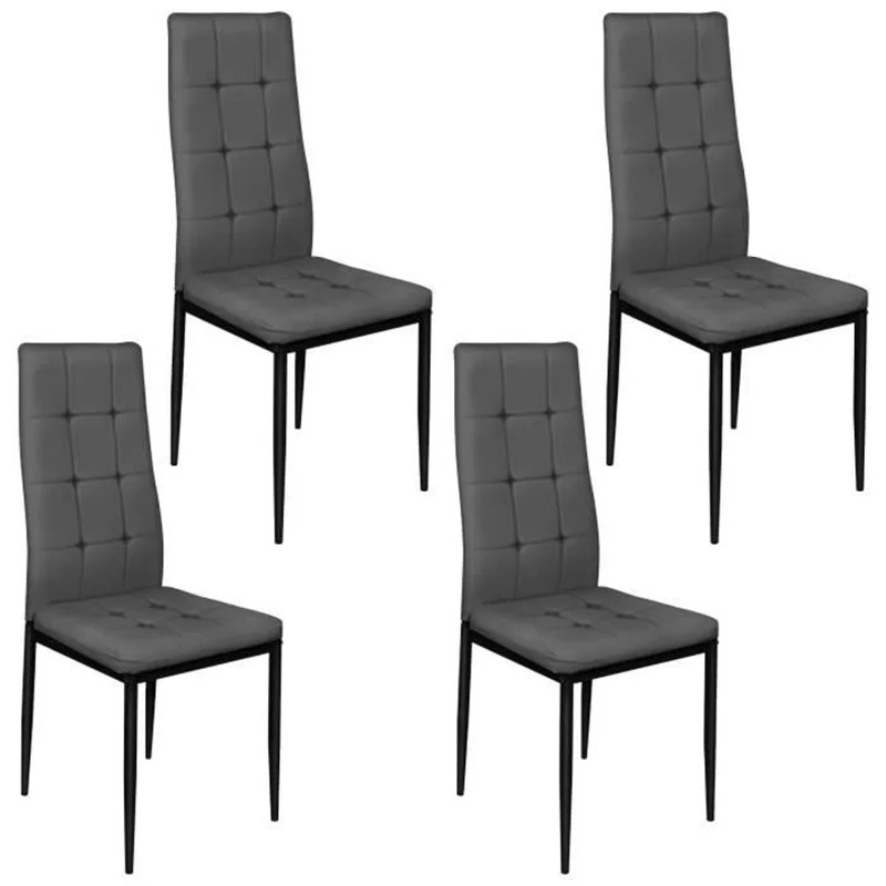 Lot de 4 chaises GEORGES – Coloris gris – Élégance et confort pour votre salle à manger