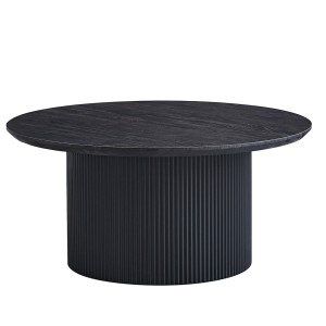 Table basse VAGOS – Effet bois brun foncé – Ronde – Diamètre 80 cm – Design élégant et robuste