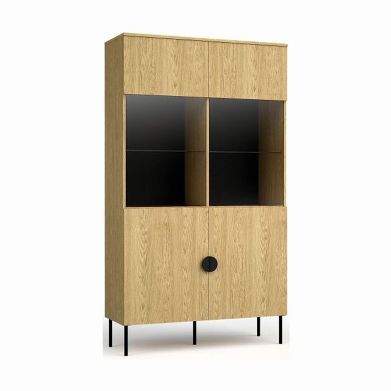 Vitrine couleur chêne avec portes vitrées - Collection MONDO