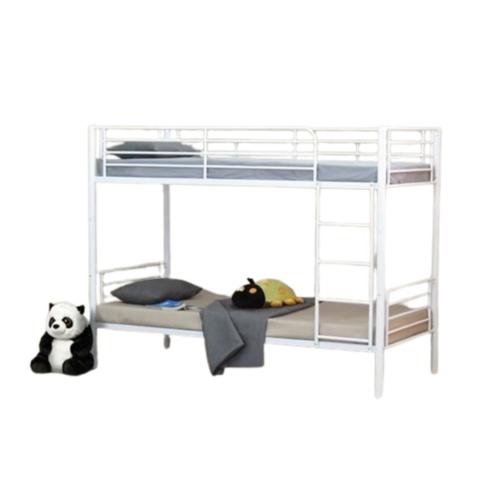 Lit superposé ou côte à côte LUCIE – 90x200 cm – Métal blanc – Design pratique et modulable