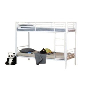 Lit superposé ou côte à côte LUCIE – 90x200 cm – Métal blanc – Design pratique et modulable