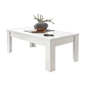 Table basse 122x45cm, Collection FALL, coloris blanc laqué