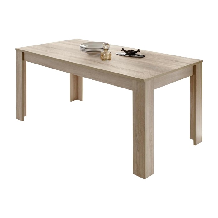 Table 180x90cm avec pieds en bois, Collection SHOW, coloris chêne sonoma