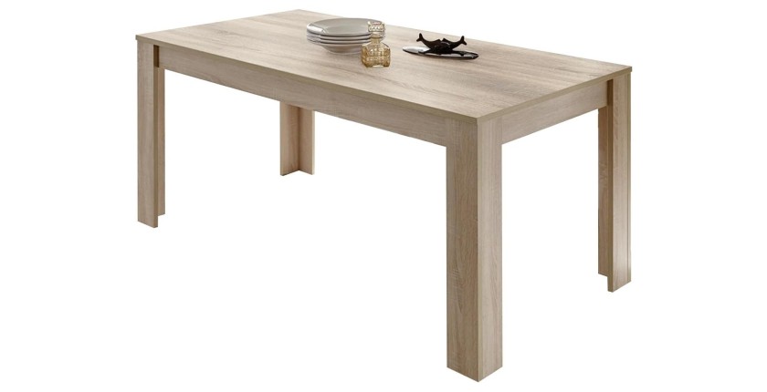 Table 180x90cm avec pieds en bois, Collection SHOW, coloris chêne sonoma