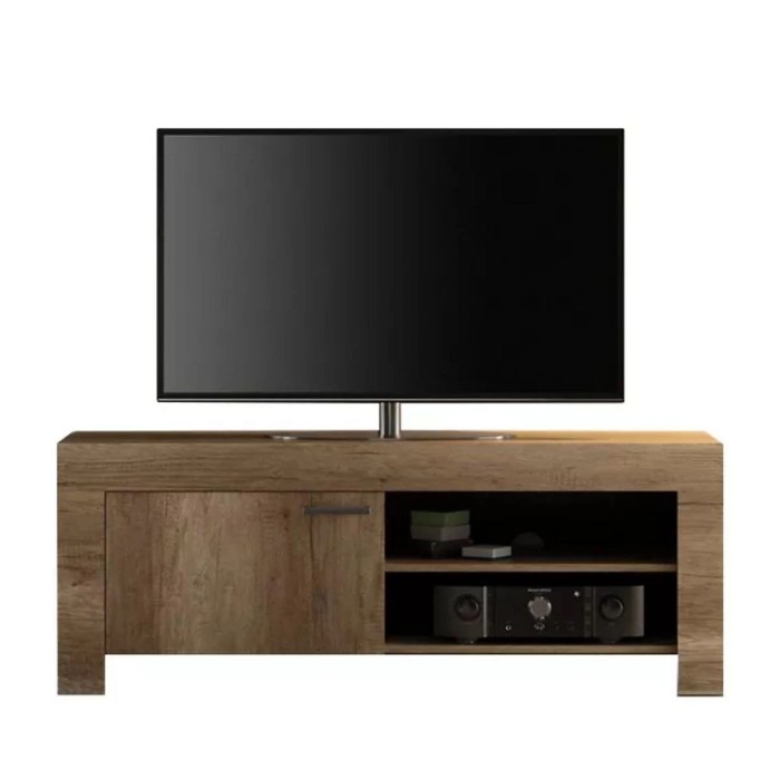 Meuble TV 140cm, 1 porte, collection HOL, coloris chêne foncé