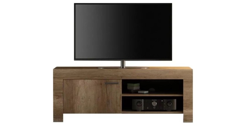 Meuble TV 140cm, 1 porte, collection HOL, coloris chêne foncé