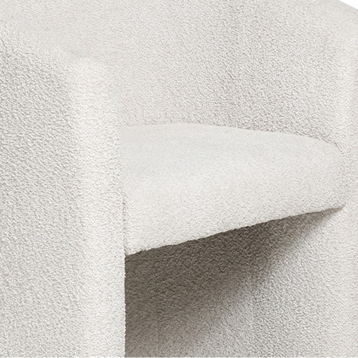 Fauteuil de salon KYOTO – Confortable en tissu bouclé blanc – Design moderne et élégant